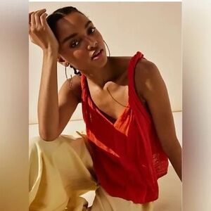 Free People Orange Massima Reversible Twisted Strap Tank Top. Size XS